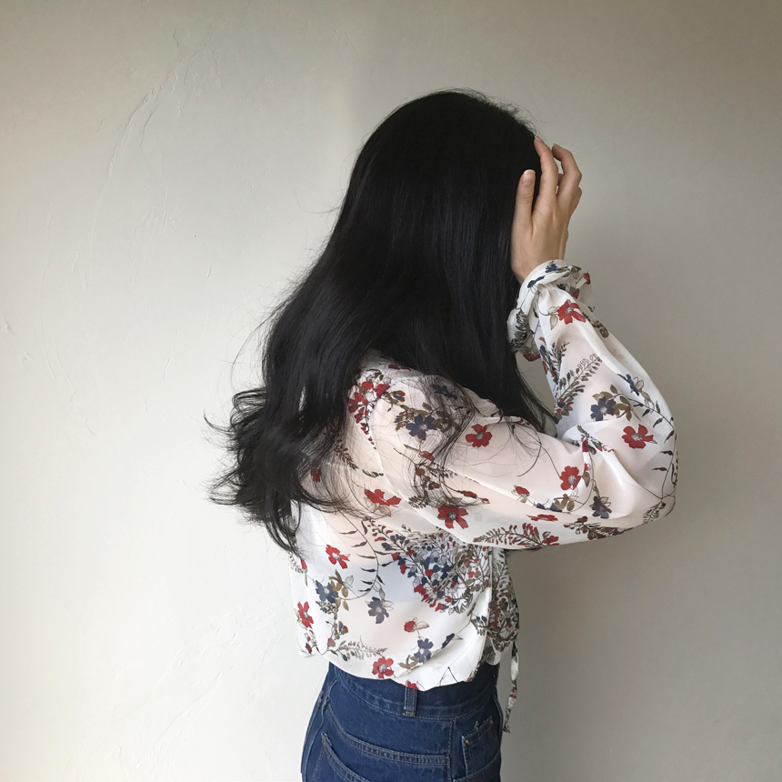 NEW FASHION LADY GIRL Blouse V-neck Flower Chiffon