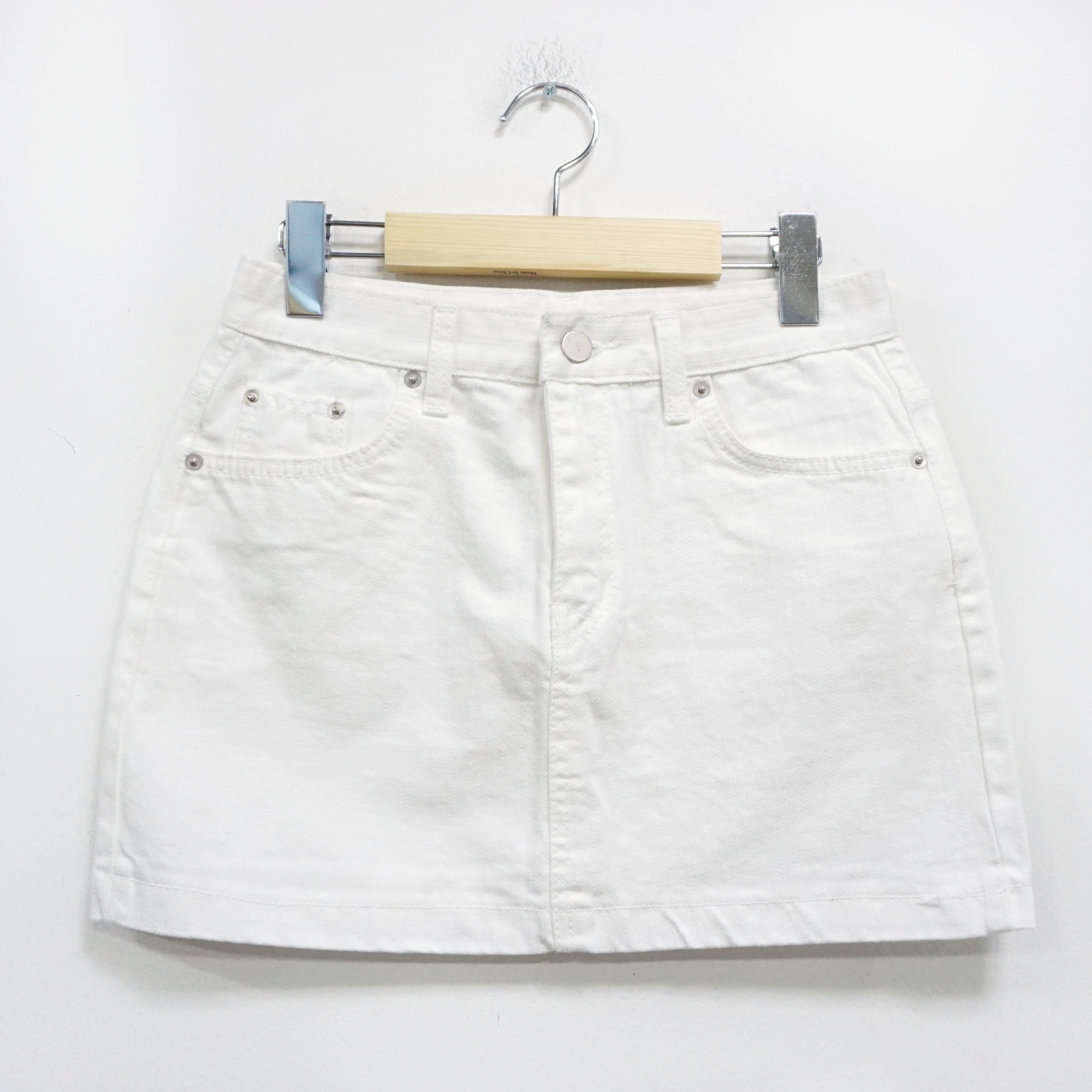 'Nuruaa' A-Line Cotton Miniskirt White Black