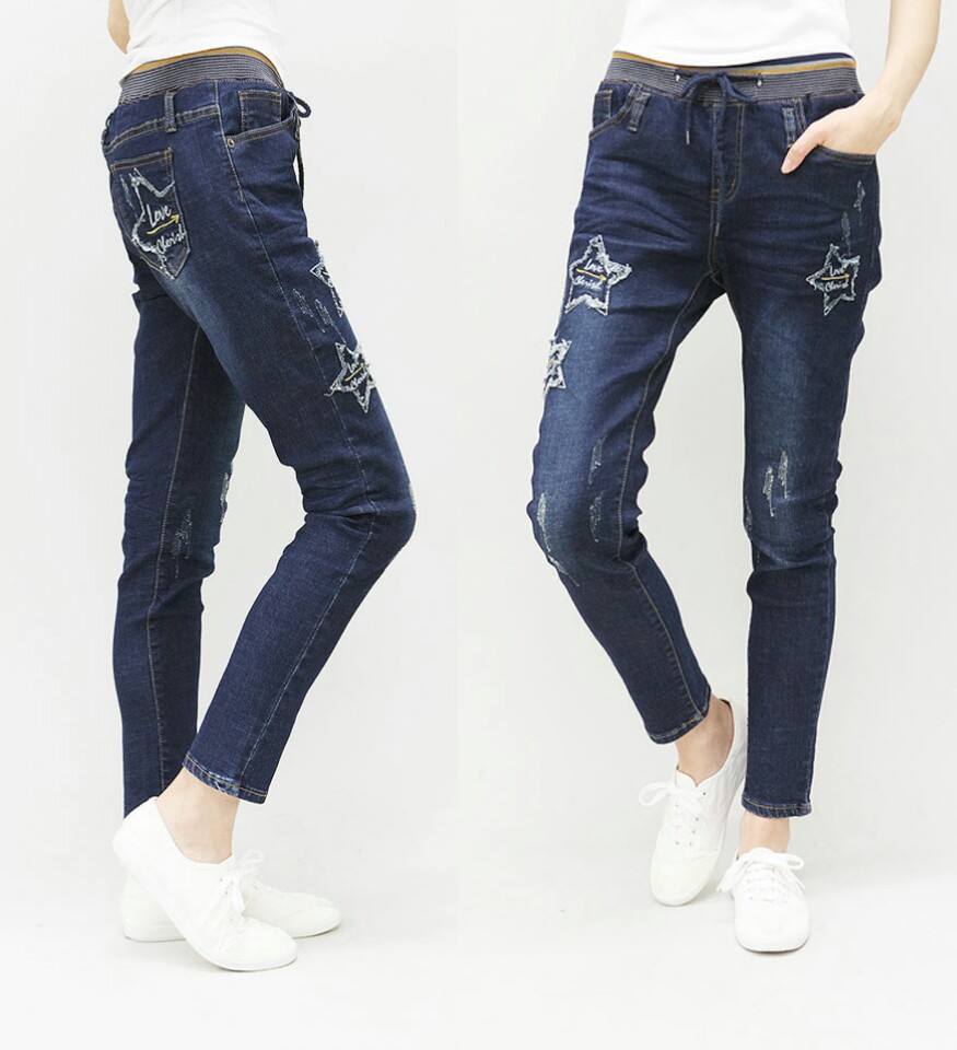 Women Jeans Pants Point Denim Exhaust Pants S ~ XL