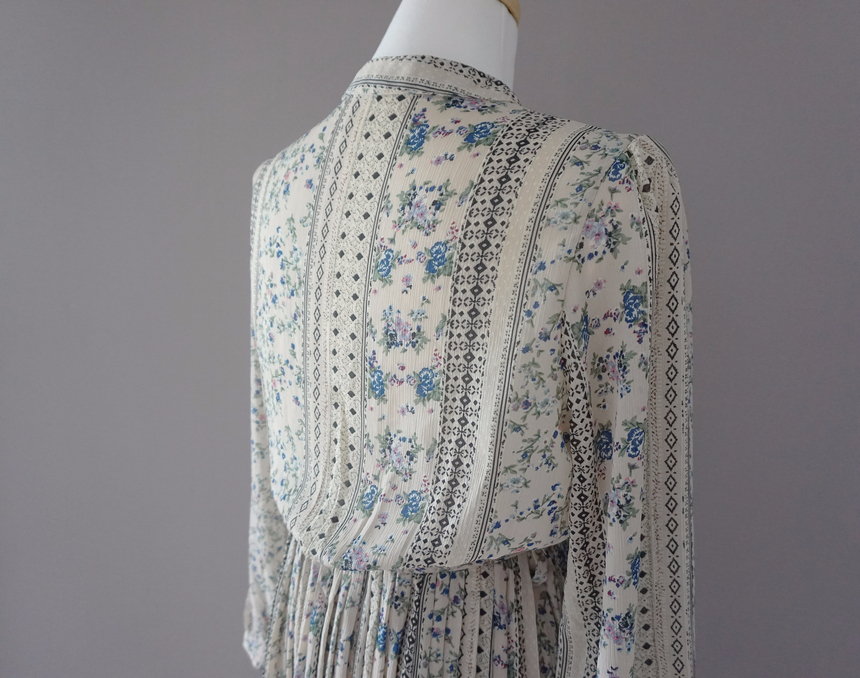 Goddess Autumn Long Pleated Dress Chiffon Flower 3