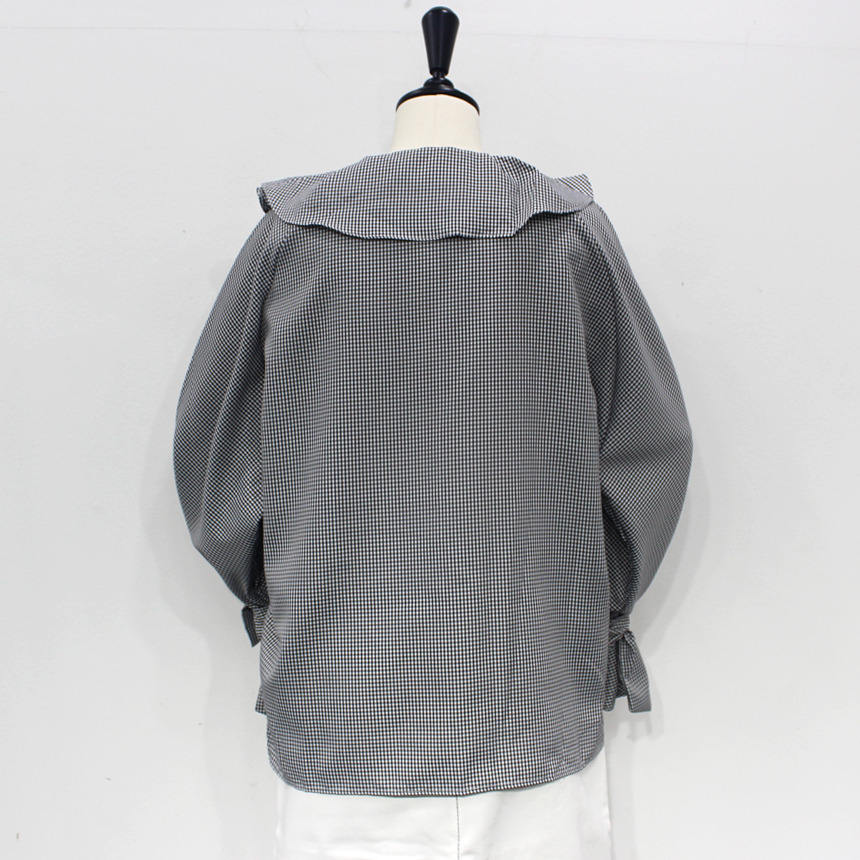 NEW FASHION LADY GIRL Blouse Check sleeved ruffle 