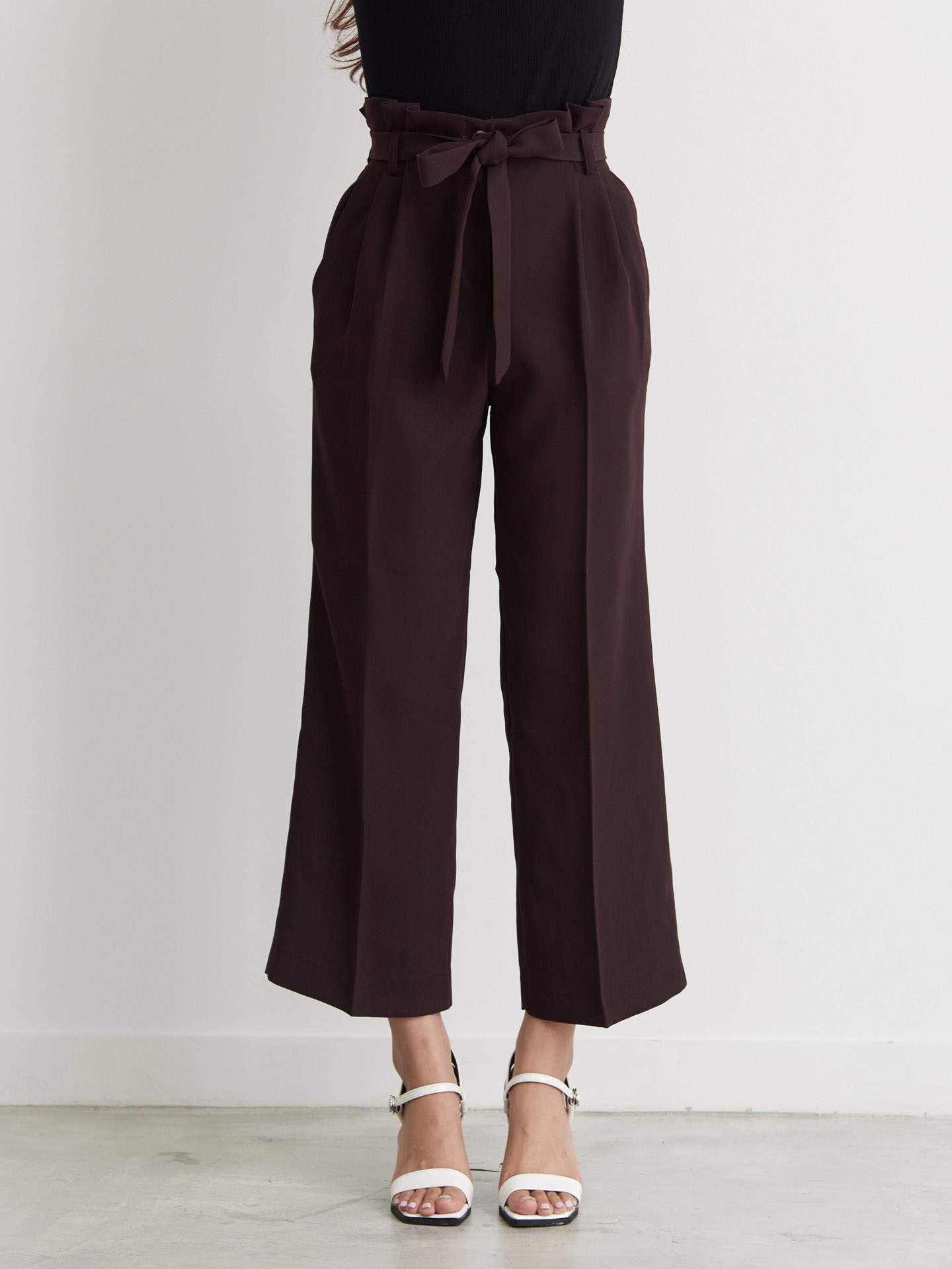 New Women's Pants High Waist Ribbon Slacks Pant