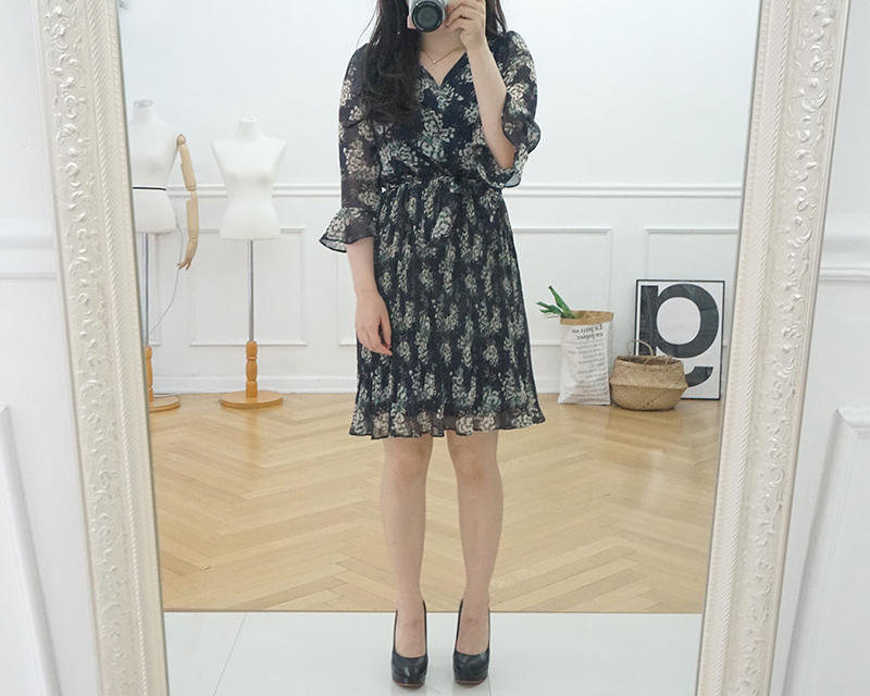 New Women Dress Mood Flower Tie Piece Pink Navy Fa