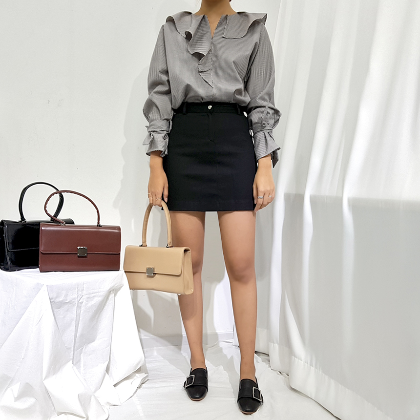 NEW FASHION LADY GIRL Blouse Check sleeved ruffle 