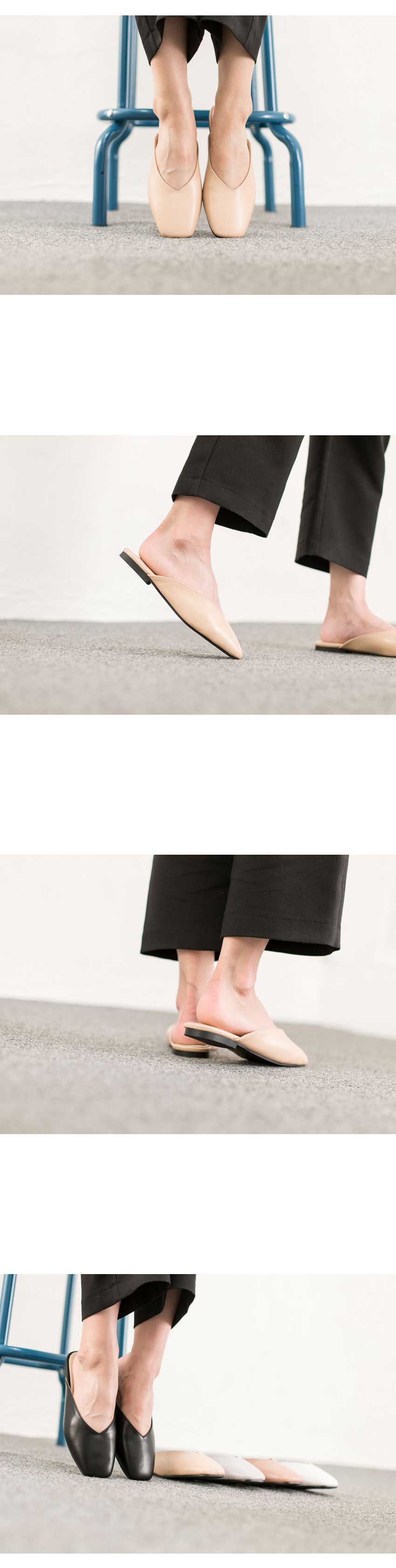 New Hana Square Toe mule slippers blouse 5color 1c