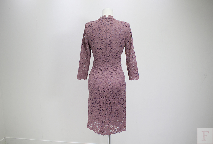 New Women Dress Flower See-through Lace Punching B