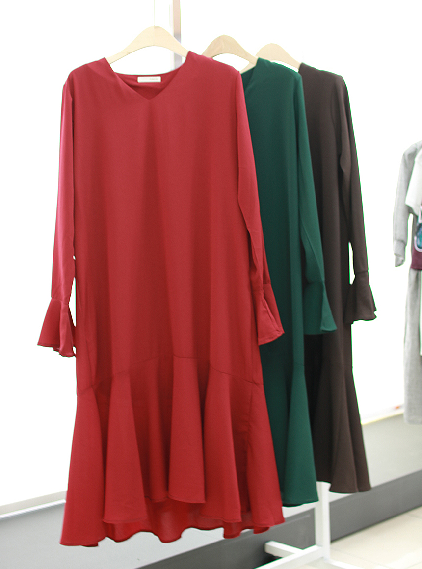 Feminine Autumn Chiffon Dress One-Piece Tie Tie On