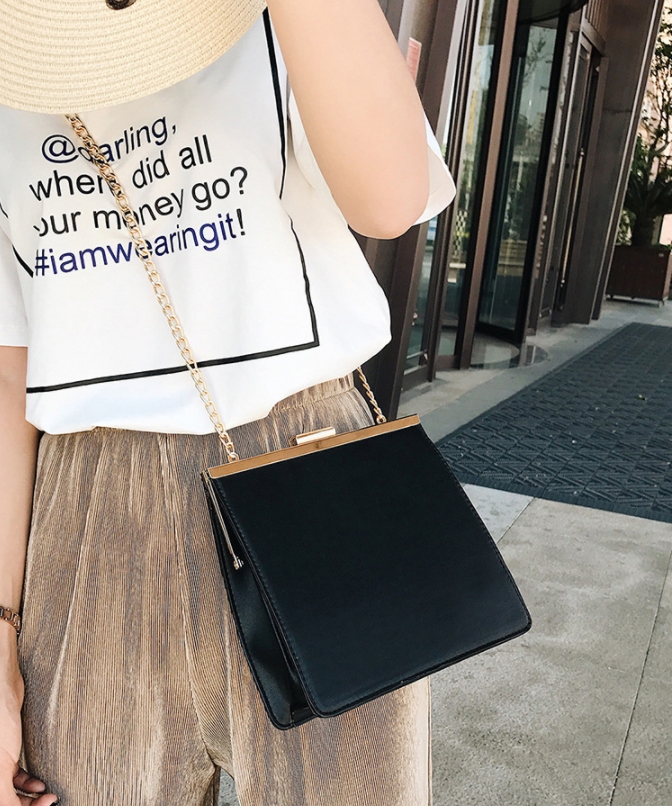 New Gold Mini Cross Back Women Square Gold Hand Ha