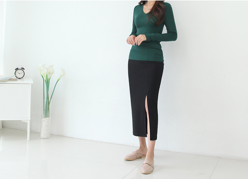 Plus V-Neck Plain T-Shirts Ruzupet Basic Autumn Ba