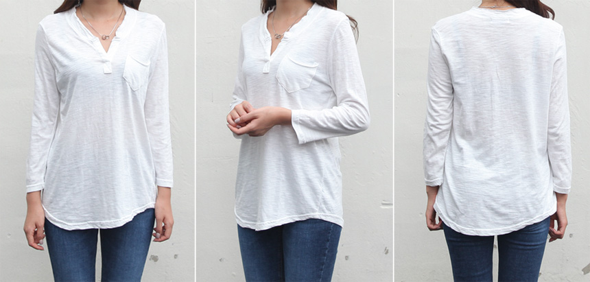 V-neck Women's Slab T-shirt Women's Fall Nit