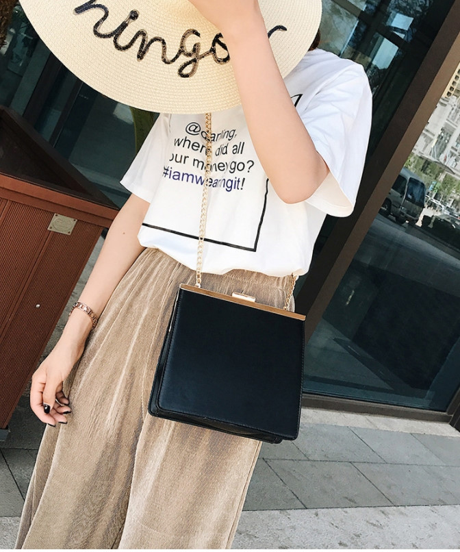 New Gold Mini Cross Back Women Square Gold Hand Ha