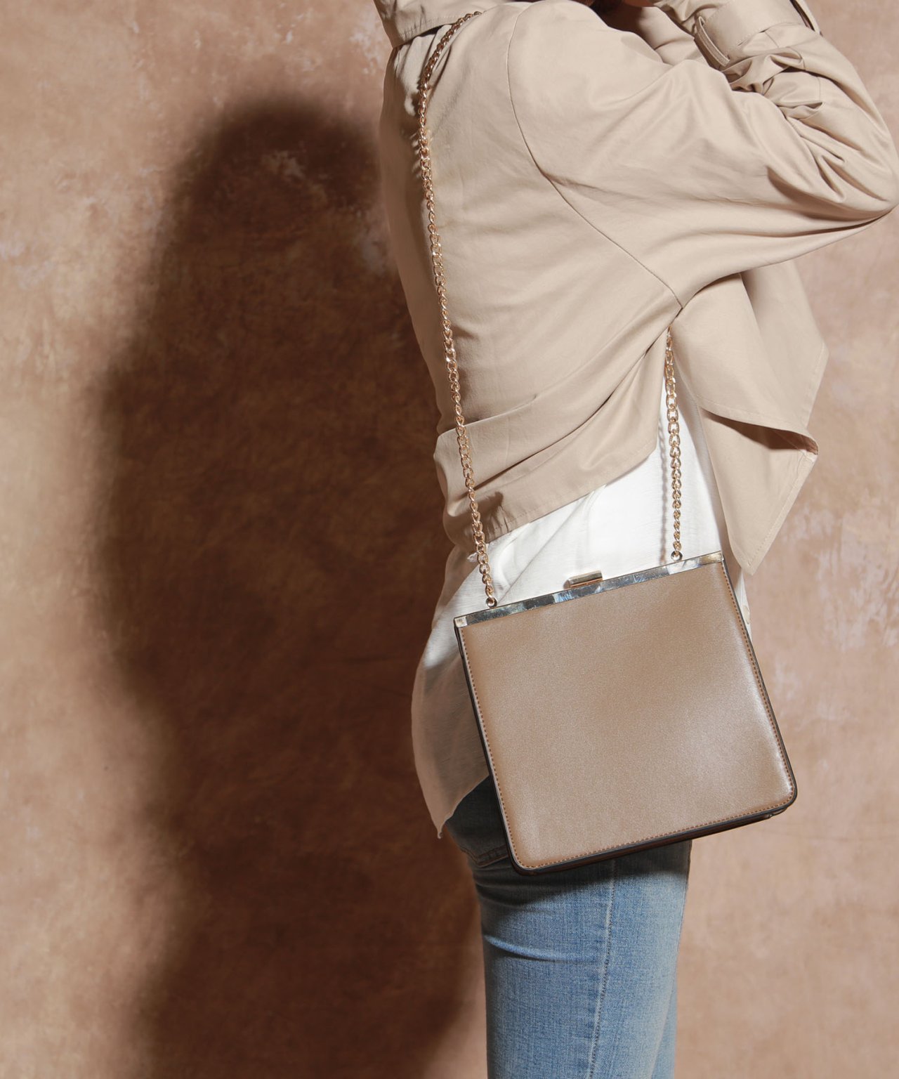 New Gold Mini Cross Back Women Square Gold Hand Ha