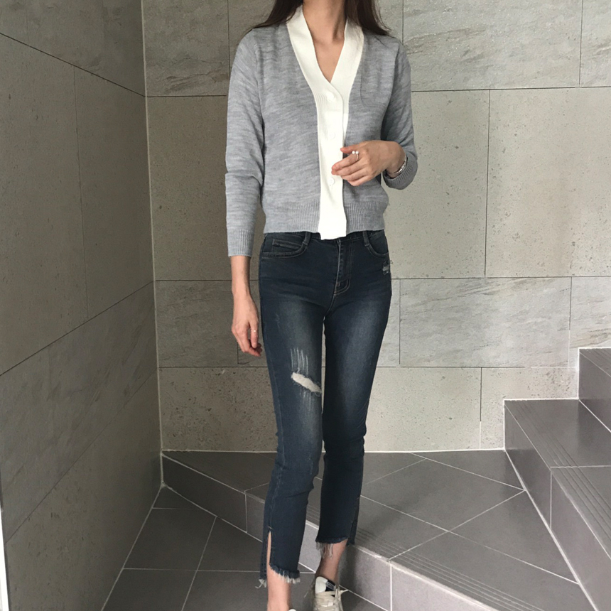 Women Jeans Pants Hemline Torn Jeans Women's Da