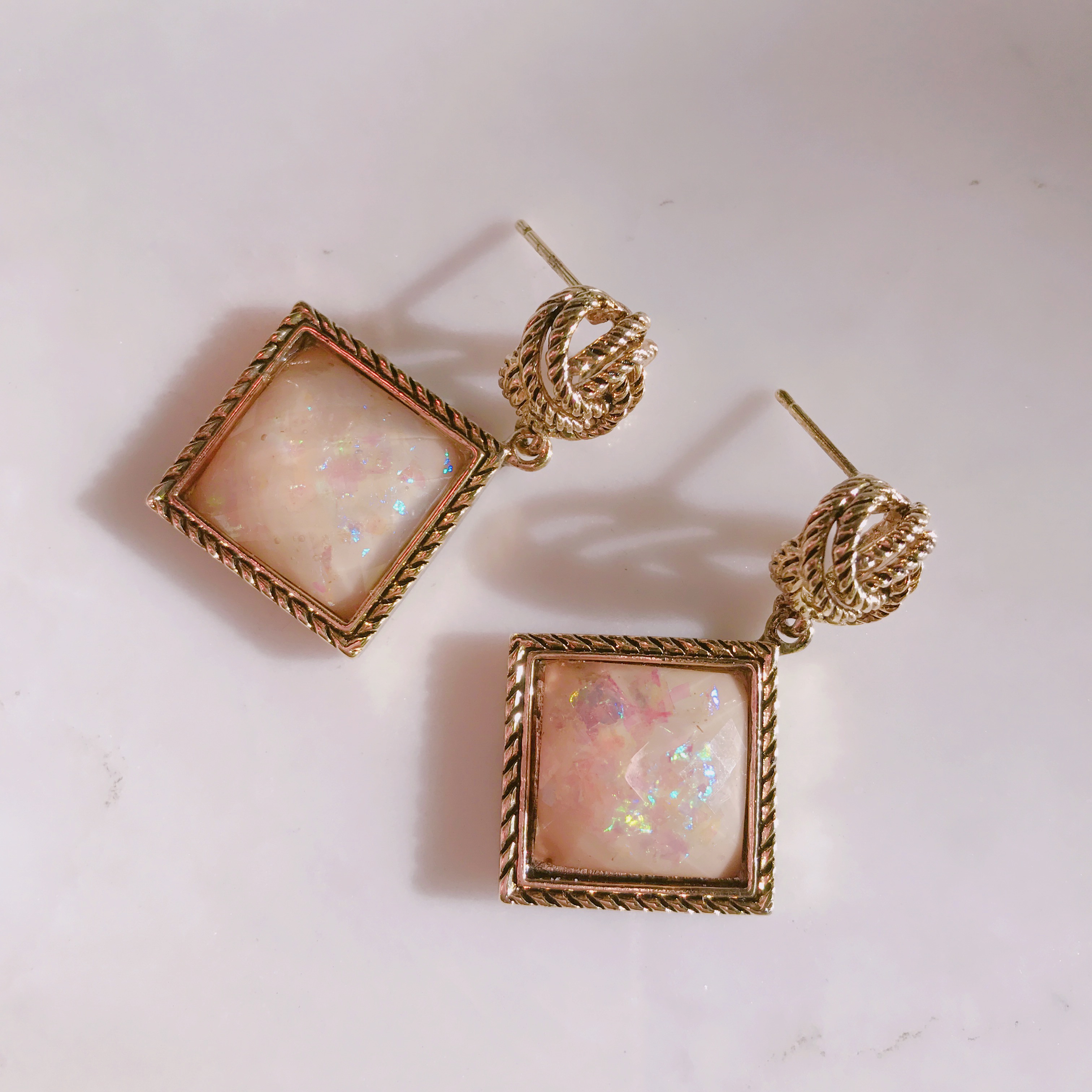 Yngong Opal Square Antique Earrings Antique Earrin
