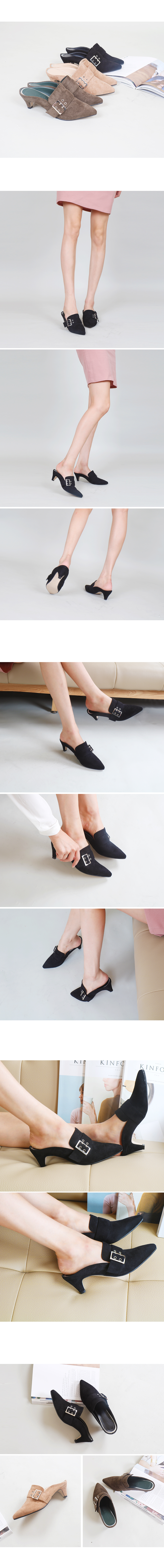 New suede stiletto buckle Mule blower spiked nose 