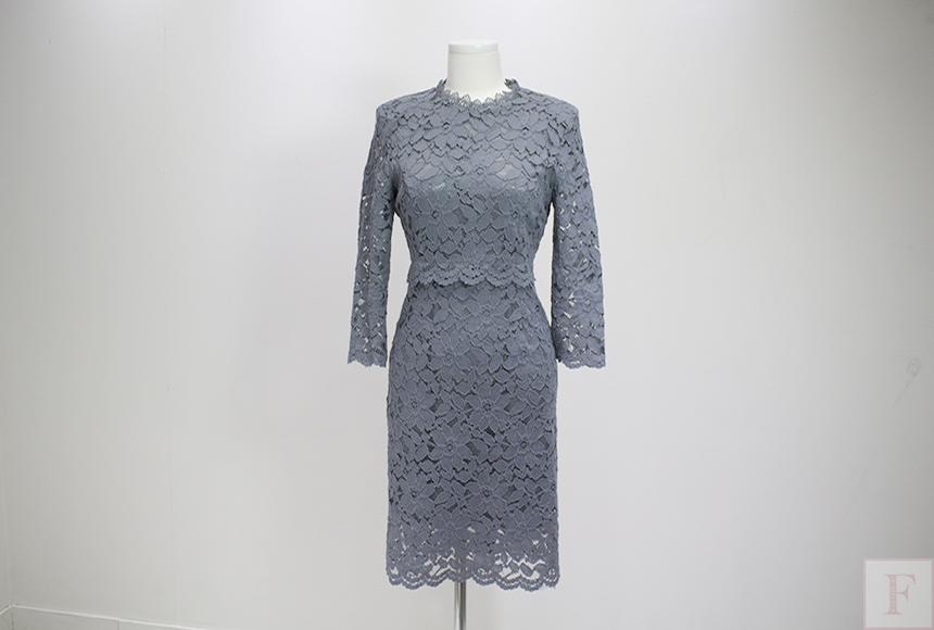 New Women Dress Flower See-through Lace Punching B