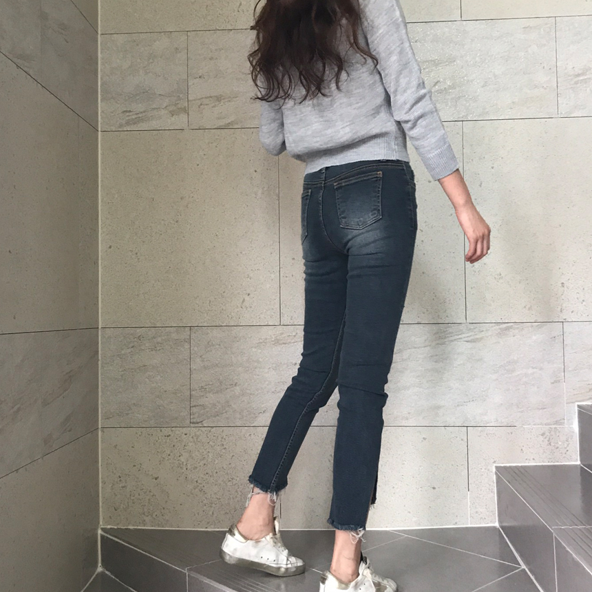 Women Jeans Pants Hemline Torn Jeans Women's Da