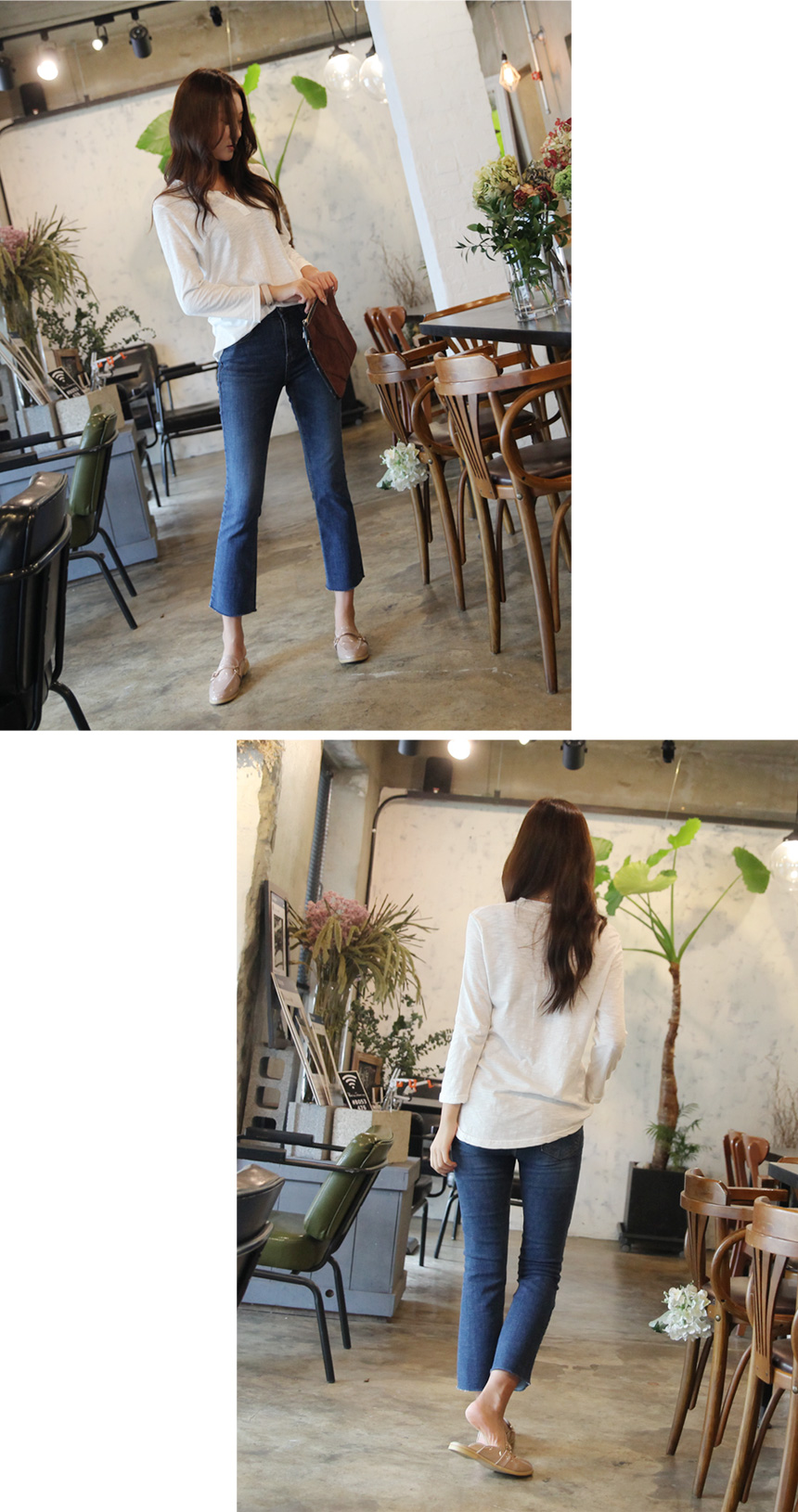 V-neck Women's Slab T-shirt Women's Fall Nit