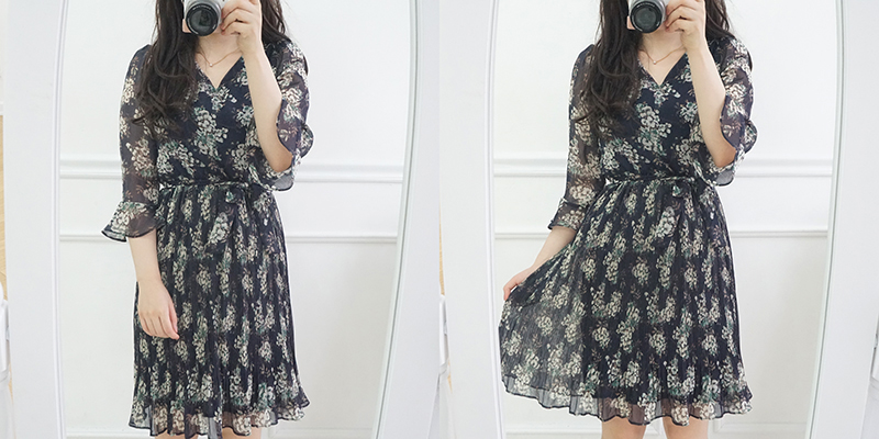 New Women Dress Mood Flower Tie Piece Pink Navy Fa