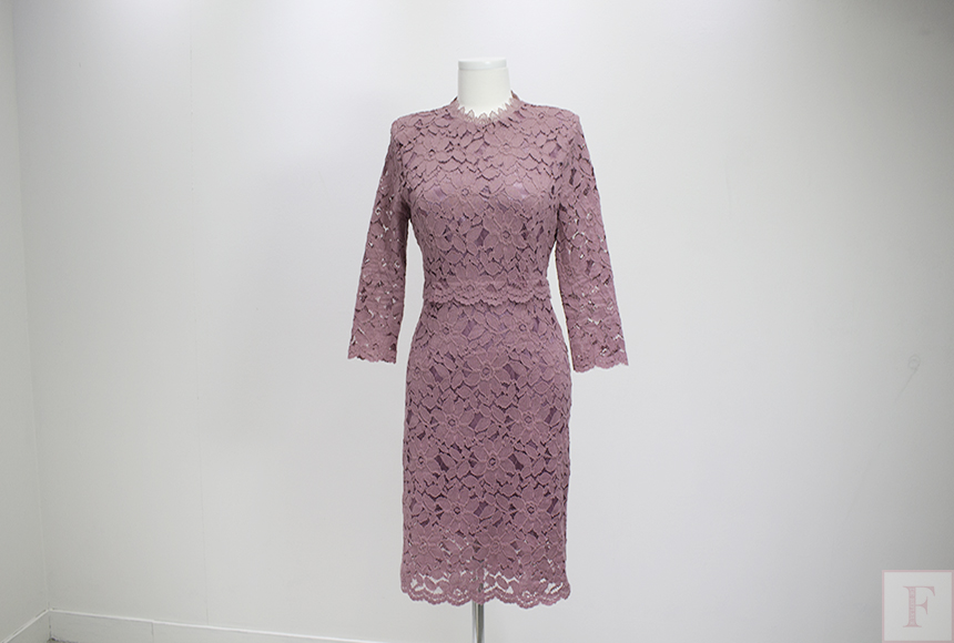 New Women Dress Flower See-through Lace Punching B