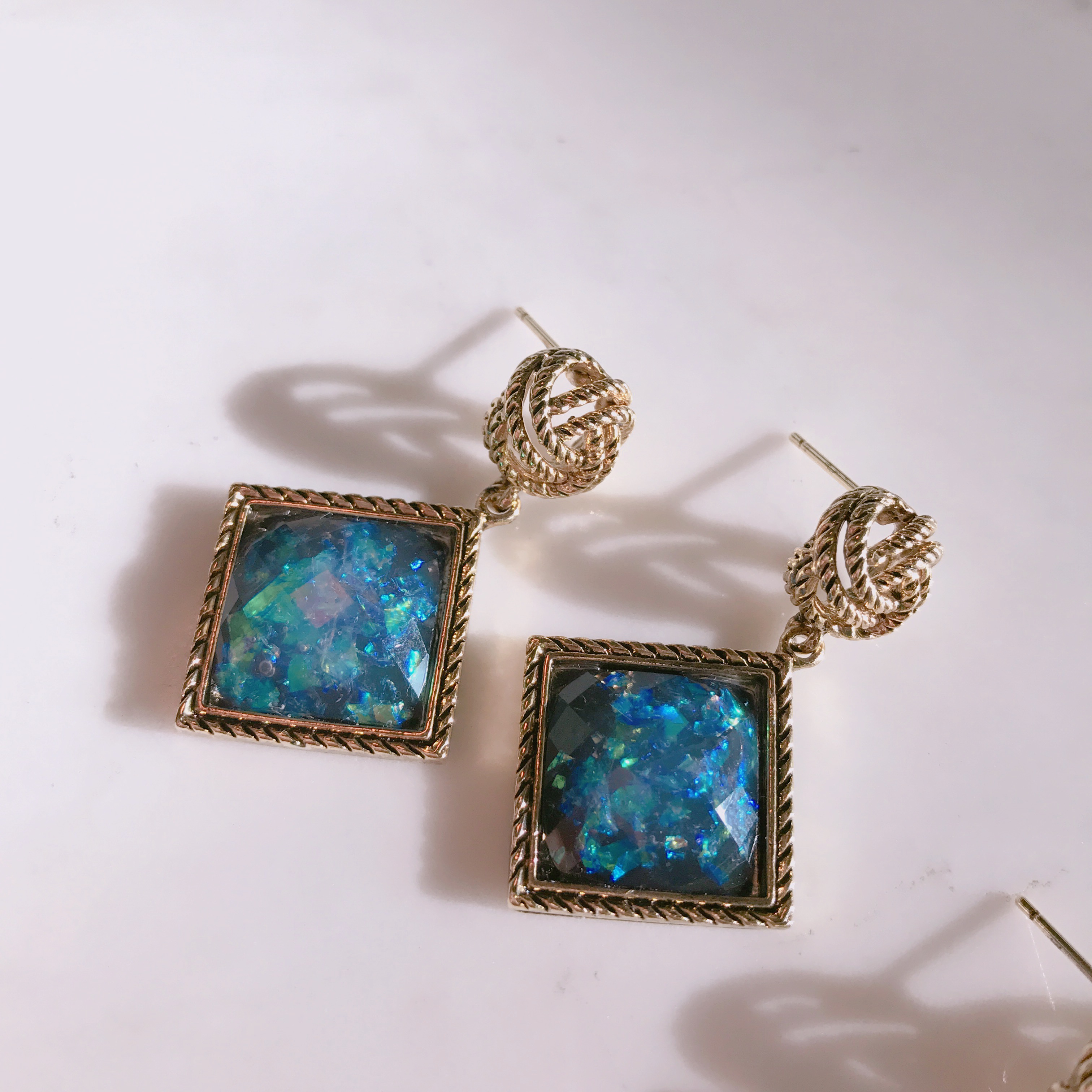 Yngong Opal Square Antique Earrings Antique Earrin