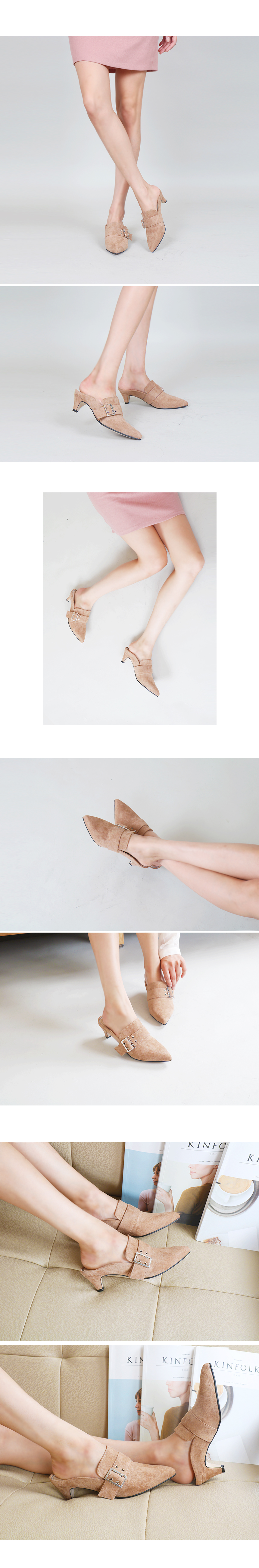 New suede stiletto buckle Mule blower spiked nose 