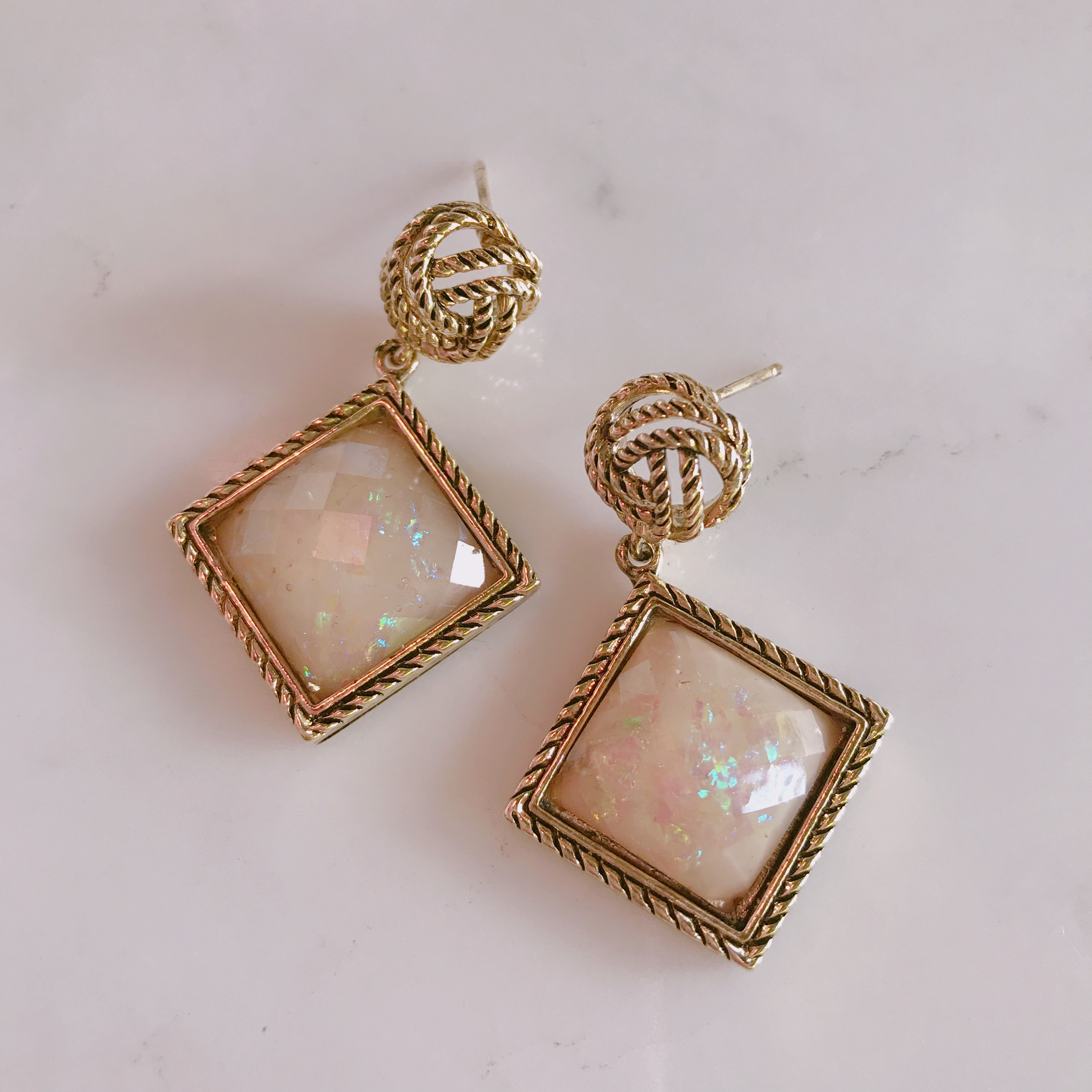 Yngong Opal Square Antique Earrings Antique Earrin