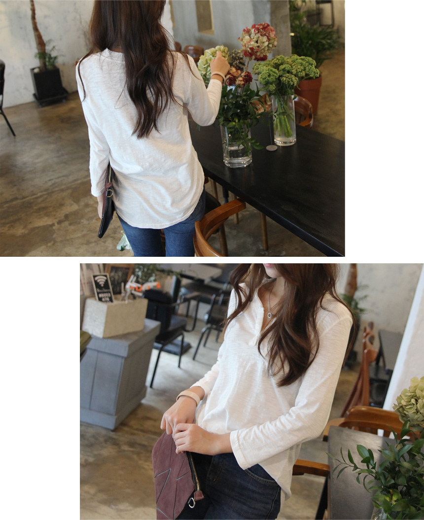 V-neck Women's Slab T-shirt Women's Fall Nit