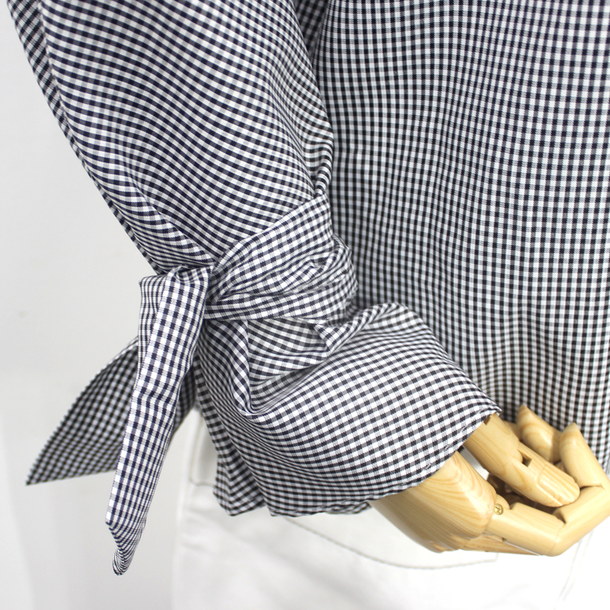 NEW FASHION LADY GIRL Blouse Check sleeved ruffle 