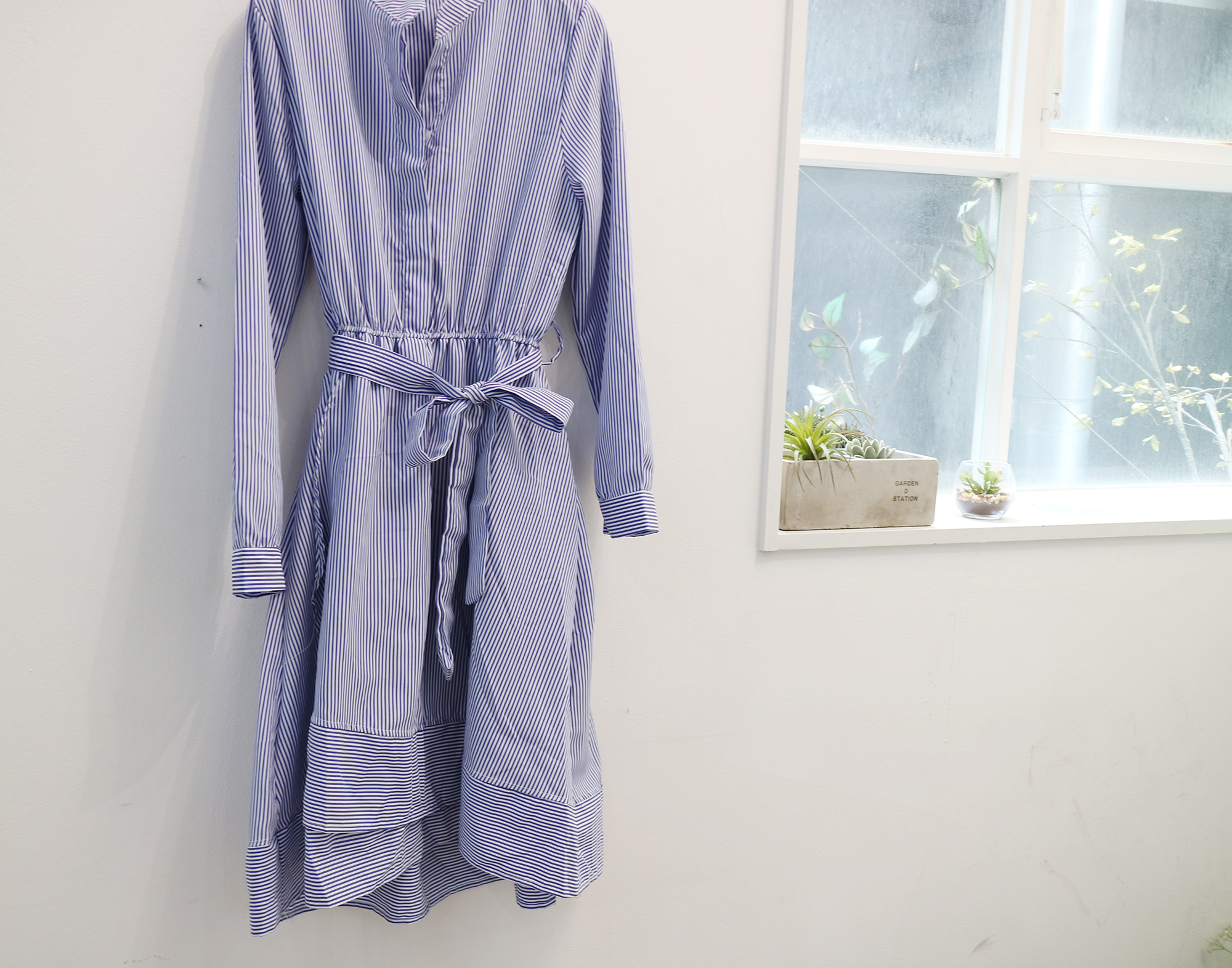 New Striped Shirt Uniform Dress Blue, Black New St