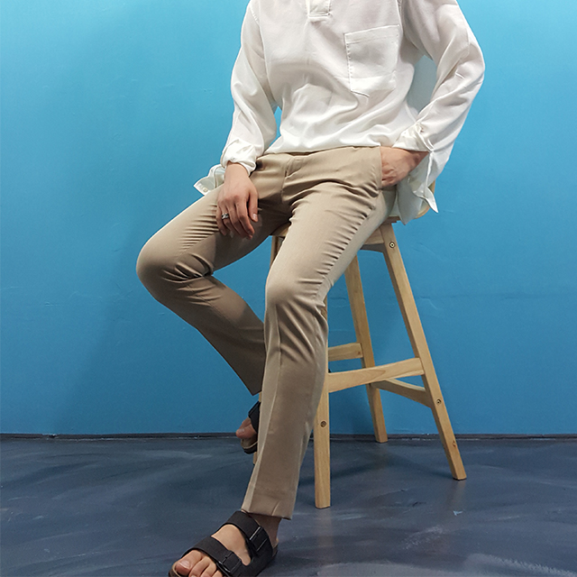 New Men's Pants Men's Beige Basic Slacks Pan