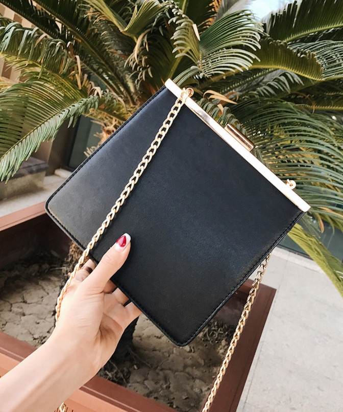 New Gold Mini Cross Back Women Square Gold Hand Ha