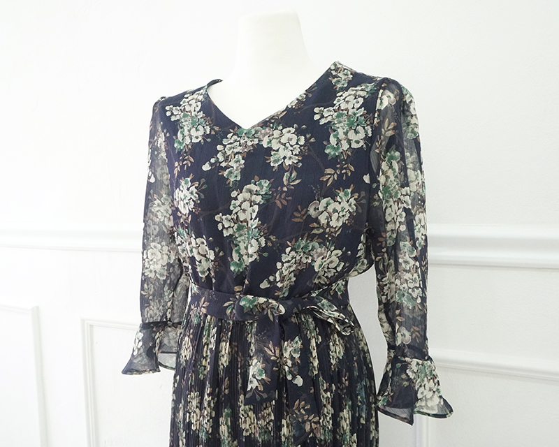 New Women Dress Mood Flower Tie Piece Pink Navy Fa