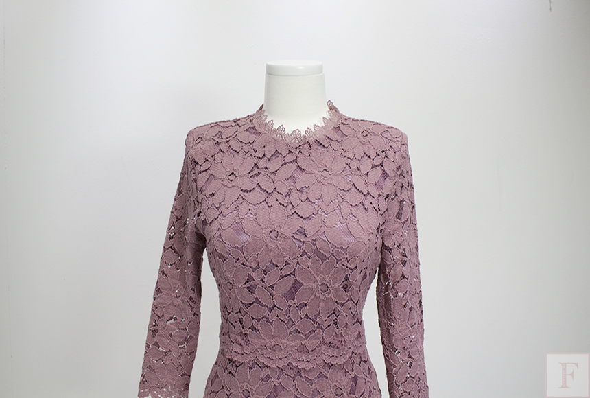 New Women Dress Flower See-through Lace Punching B