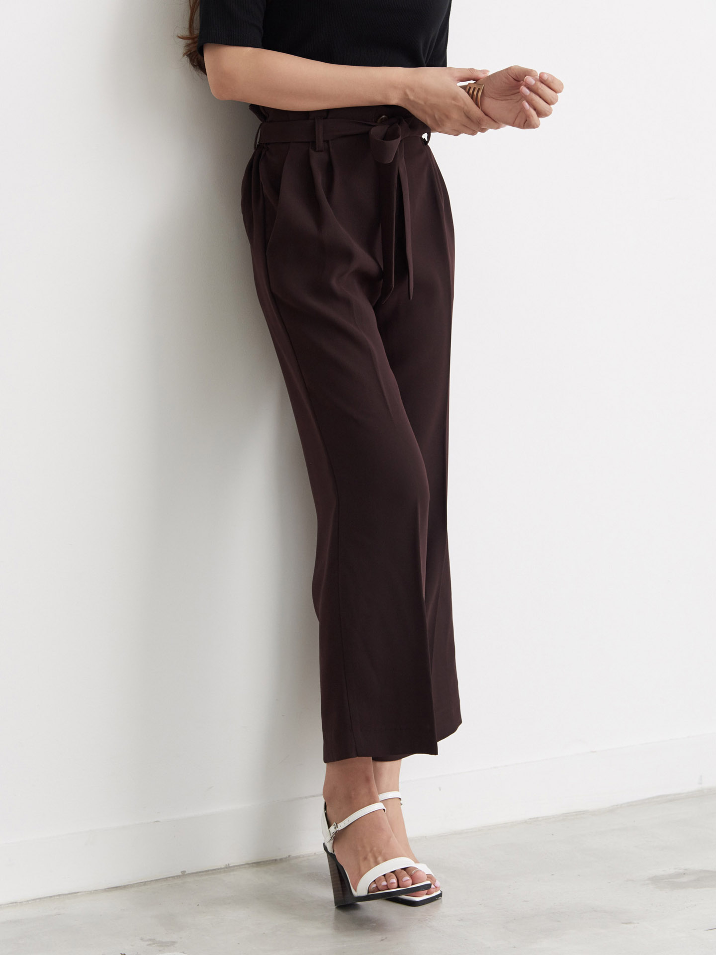 New Women's Pants High Waist Ribbon Slacks Pant