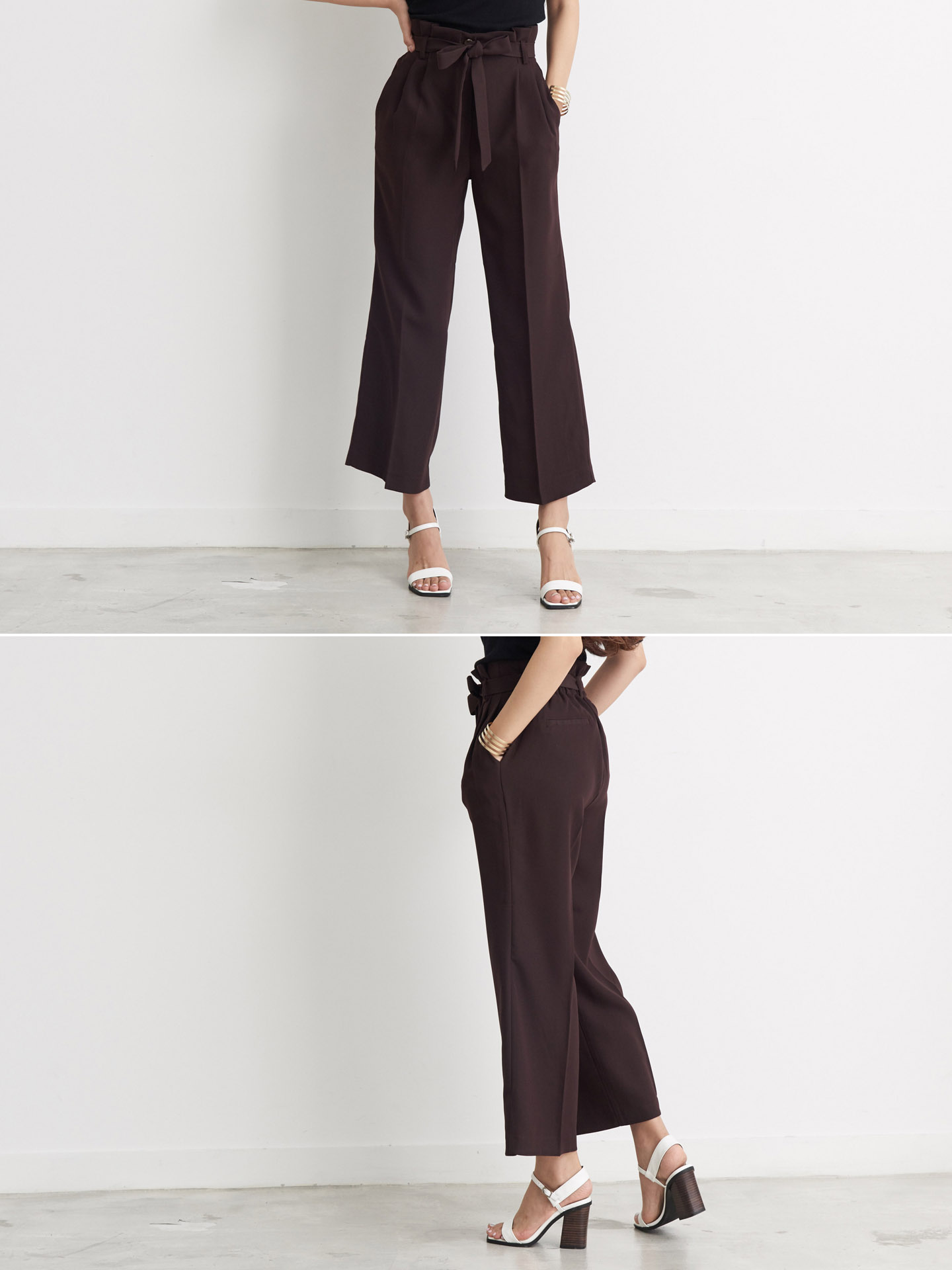 New Women's Pants High Waist Ribbon Slacks Pant