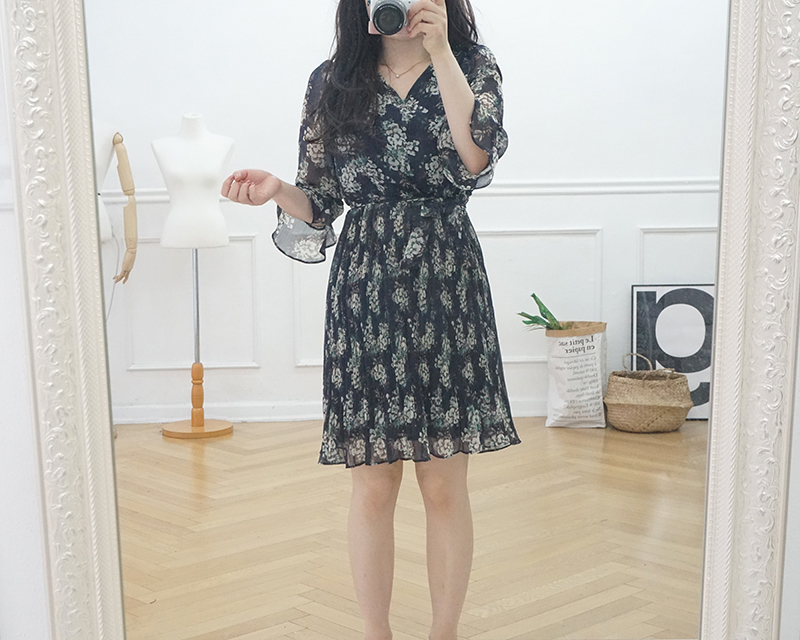 New Women Dress Mood Flower Tie Piece Pink Navy Fa