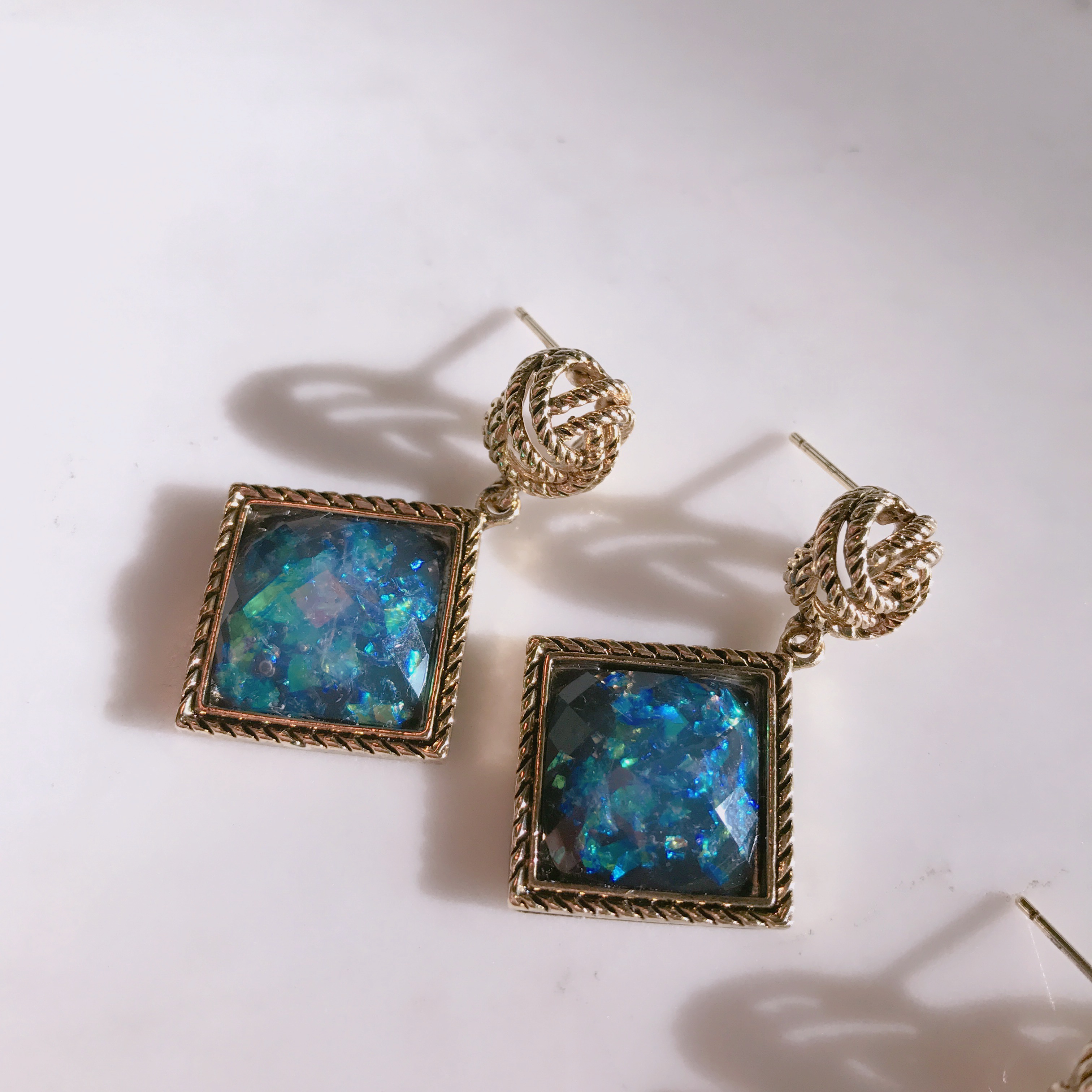 Yngong Opal Square Antique Earrings Antique Earrin