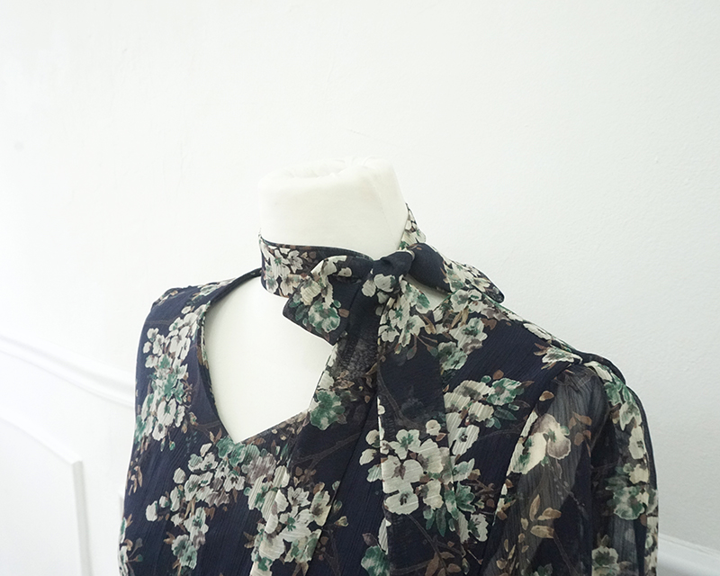 New Women Dress Mood Flower Tie Piece Pink Navy Fa