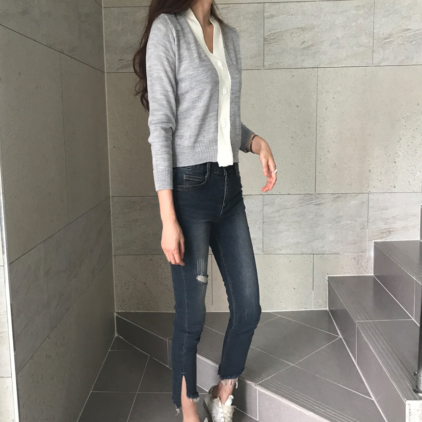 Women Jeans Pants Hemline Torn Jeans Women's Da