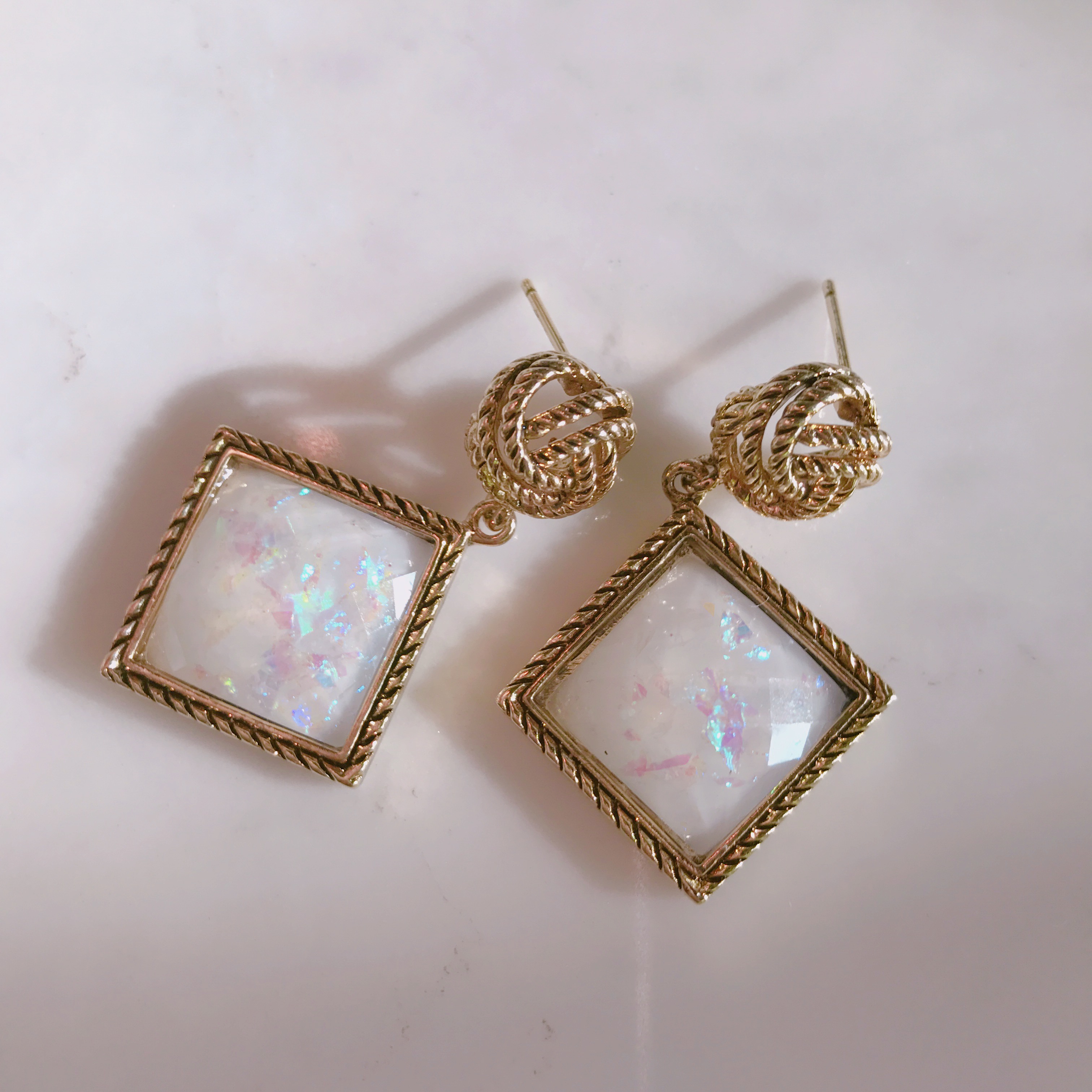 Yngong Opal Square Antique Earrings Antique Earrin