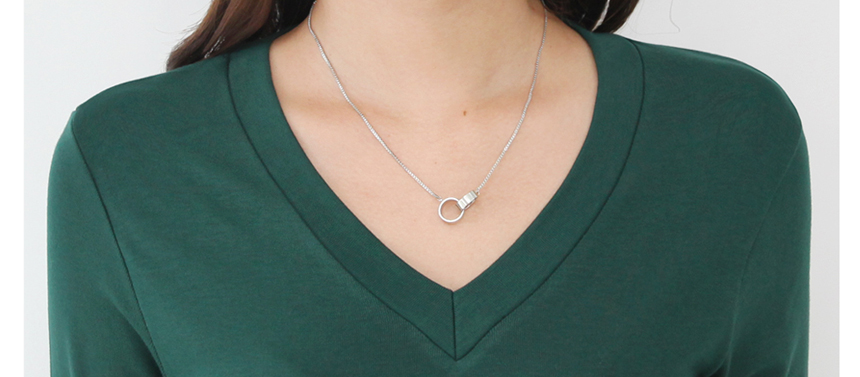 Plus V-Neck Plain T-Shirts Ruzupet Basic Autumn Ba