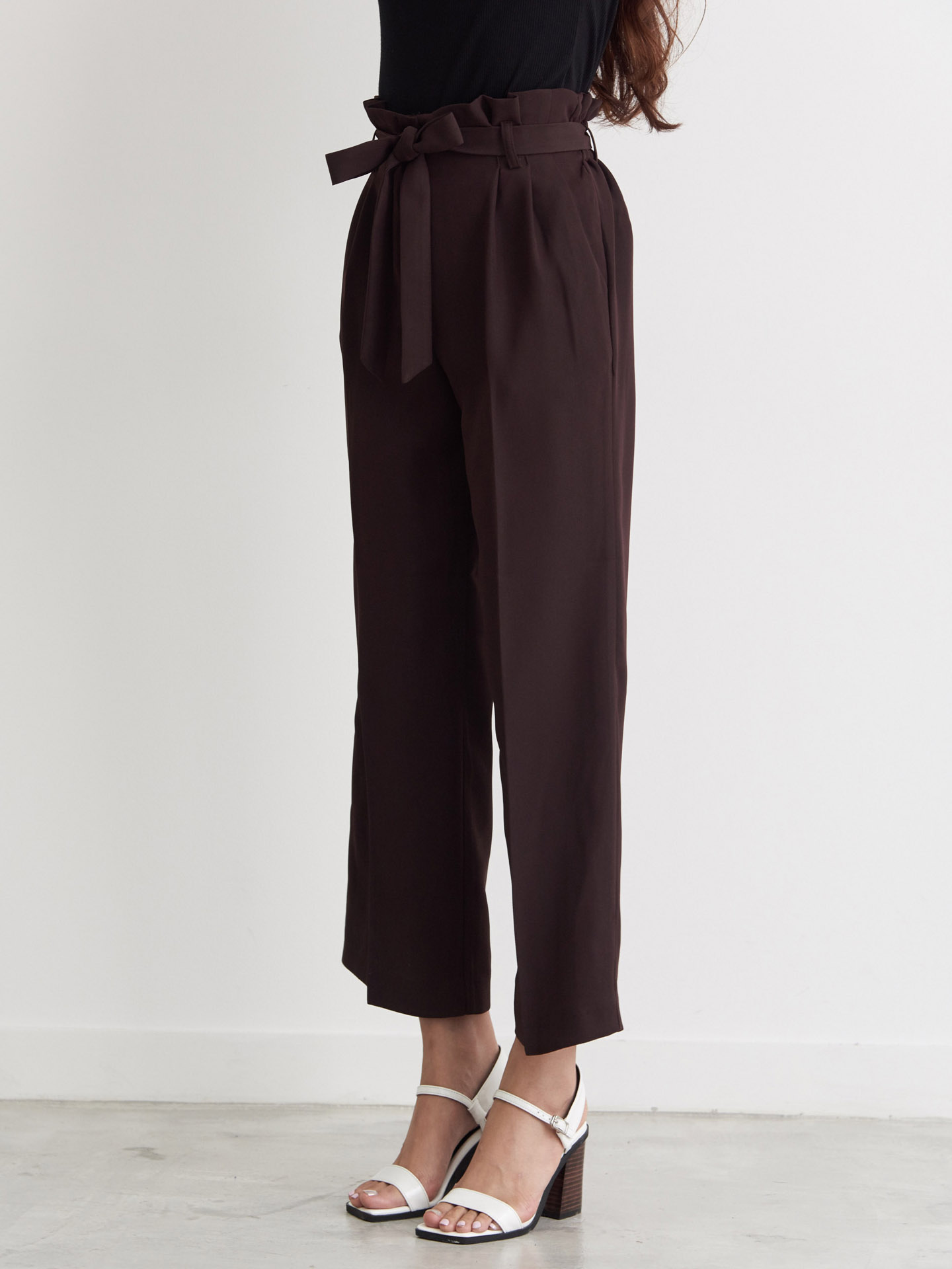 New Women's Pants High Waist Ribbon Slacks Pant