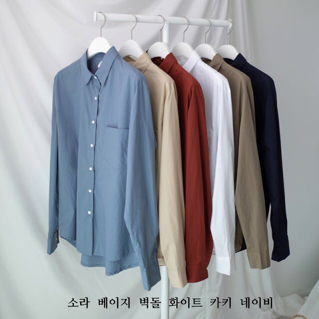 Autumn basic cotton loose jacket pocket shirt 6col
