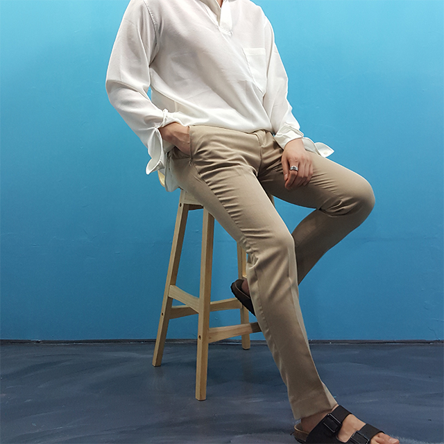 New Men's Pants Men's Beige Basic Slacks Pan