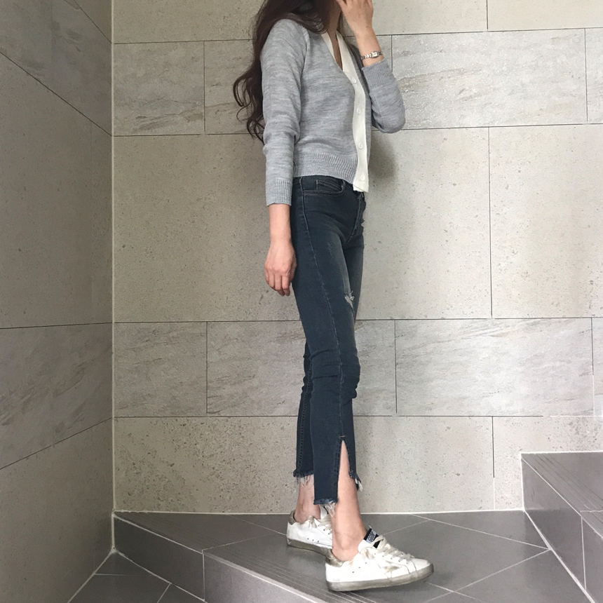 Women Jeans Pants Hemline Torn Jeans Women's Da