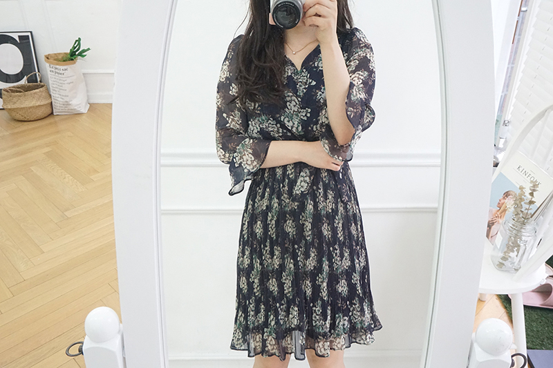 New Women Dress Mood Flower Tie Piece Pink Navy Fa