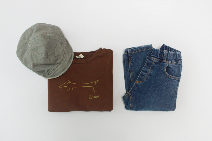 Kid Infant Cap Double-sided Cap Khaki + Beige Sout