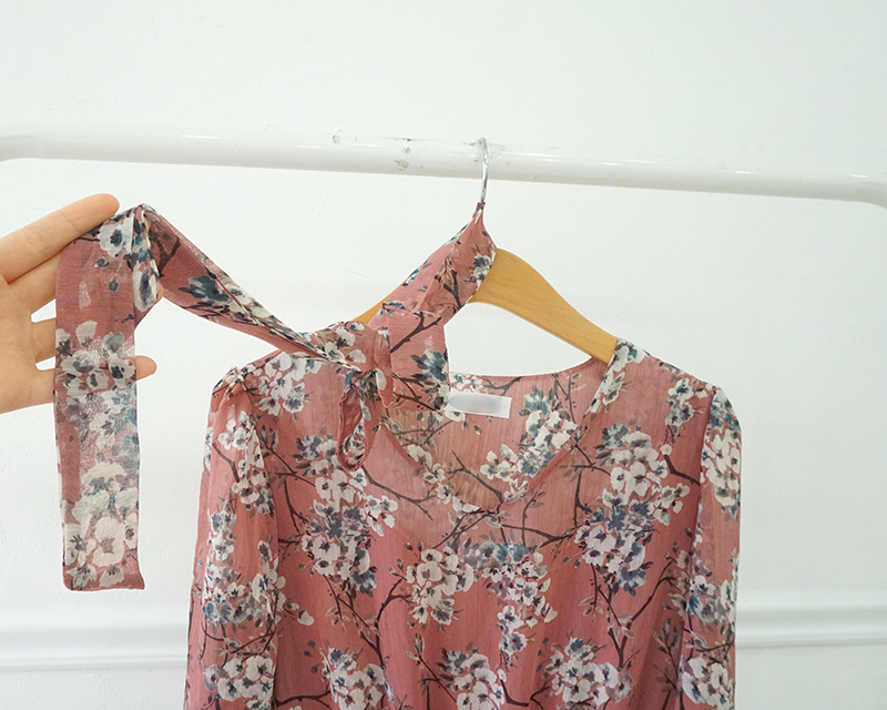 New Women Dress Mood Flower Tie Piece Pink Navy Fa