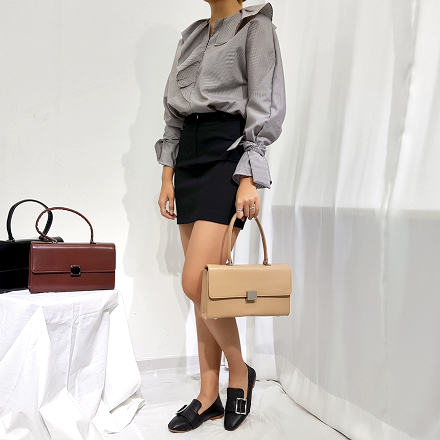 NEW FASHION LADY GIRL Blouse Check sleeved ruffle 